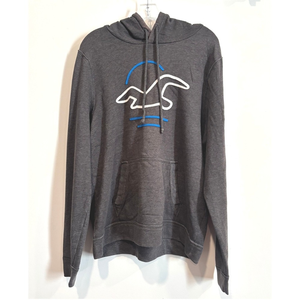 Hollister Y2K Mens Hoodie XL Graphic 3D Logo Pullover Surf Skater Beach 21560